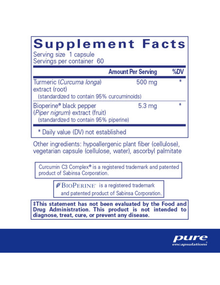 Curcumin 500 with Bioperine - 60 Capsules | Pure Encapsulations