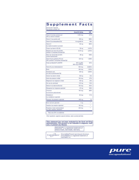 Nutrient 950E without Cu, Fe & Iodine - 180 Capsules | Pure Encapsulations