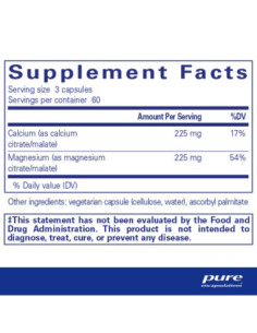 Calcium Magnesium (citrate/malate) - 180 Capsules | Pure... 2