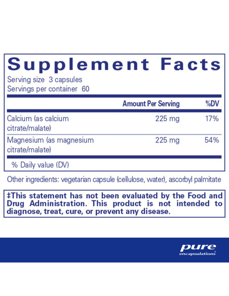 Calcium Magnesium (citrate/malate) - 180 Capsules | Pure Encapsulations