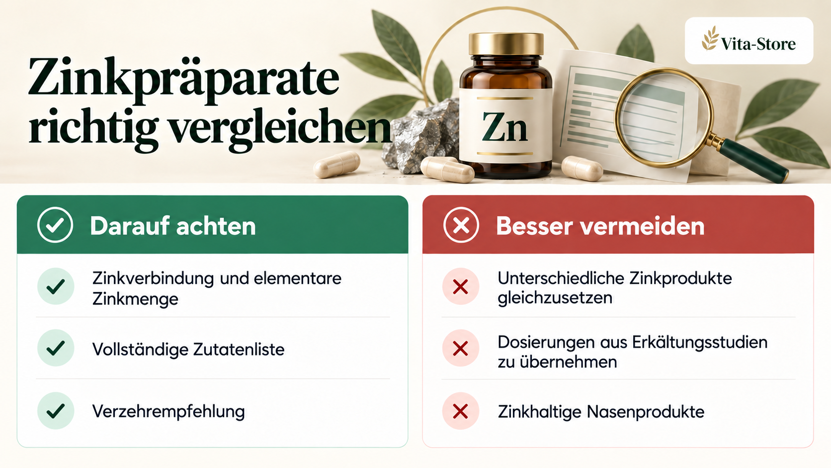 Zink und Erkältung: praktische Checkliste für Nahrungsergänzungsmittel