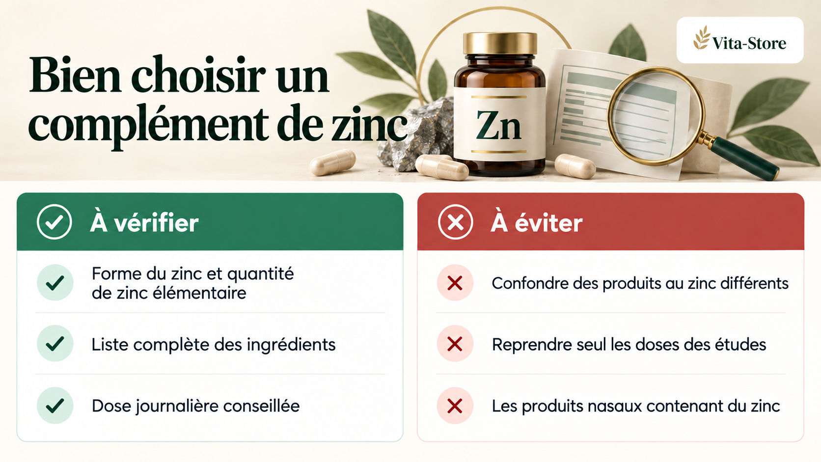 Zinc et rhume : liste pratique pour choisir un complément