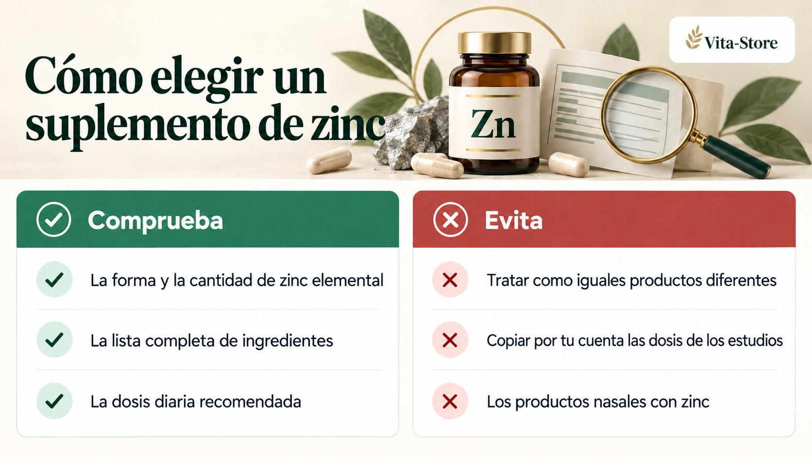 Zinc y resfriados: lista práctica para elegir un suplemento