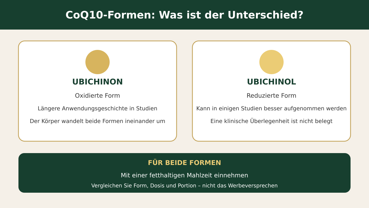 Ubichinon und Ubichinol: Vergleich der beiden CoQ10-Formen