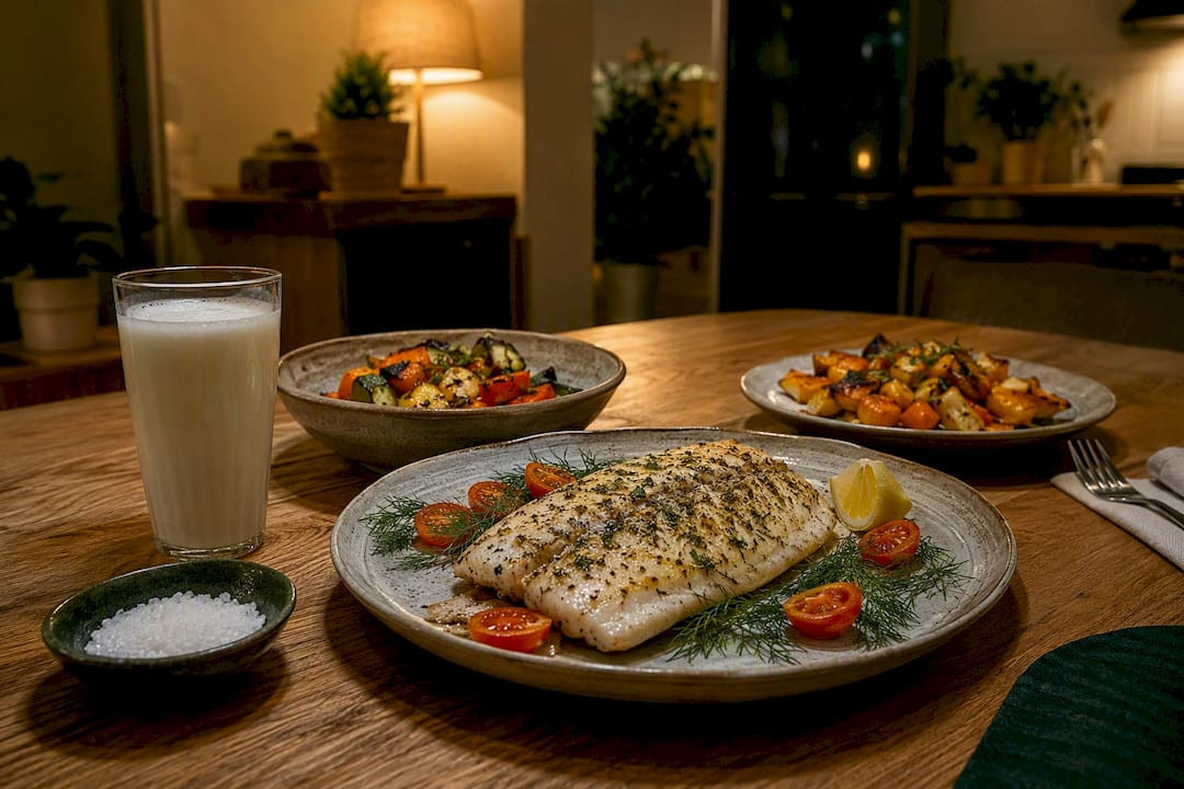 Meal with fish, dairy foods and iodised salt as dietary iodine sources